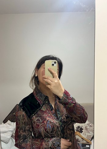 Zara marka Bohem Çok Renkli Uzun Kollu Gömlek - Görsel 2