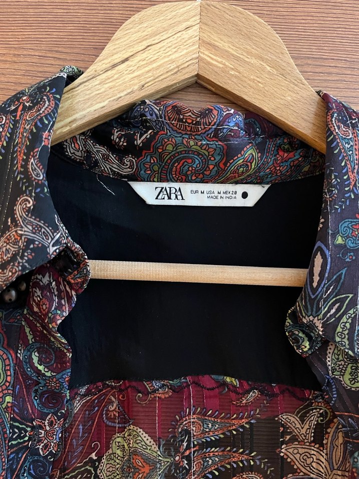 Zara marka Bohem Çok Renkli Uzun Kollu Gömlek - Görsel 4