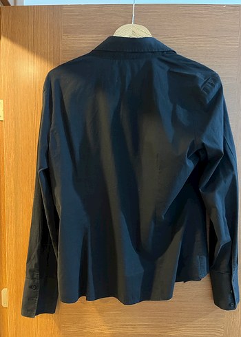 Siyah Kadın Keten Uzun Kollu Gömlek - Görsel 5