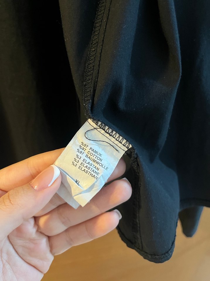 Siyah Kadın Keten Uzun Kollu Gömlek - Görsel 4