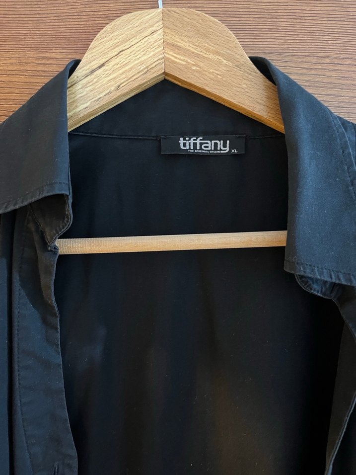 Siyah Kadın Keten Uzun Kollu Gömlek - Görsel 2