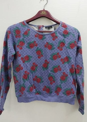 Rahat Kesim Mor Çiçekli Kız Sweatshirt