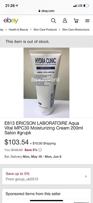  Beden Renk Ericson Laboratoire Hydra Clinic Aqua Vital MPC30