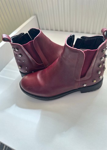 Bordo Deri Topuklu Kız Çocuk Bot - Görsel 3