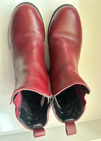 Bordo Deri Topuklu Kız Çocuk Bot - Görsel 7