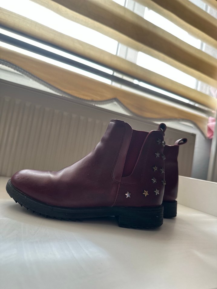 Bordo Deri Topuklu Kız Çocuk Bot - Görsel 4