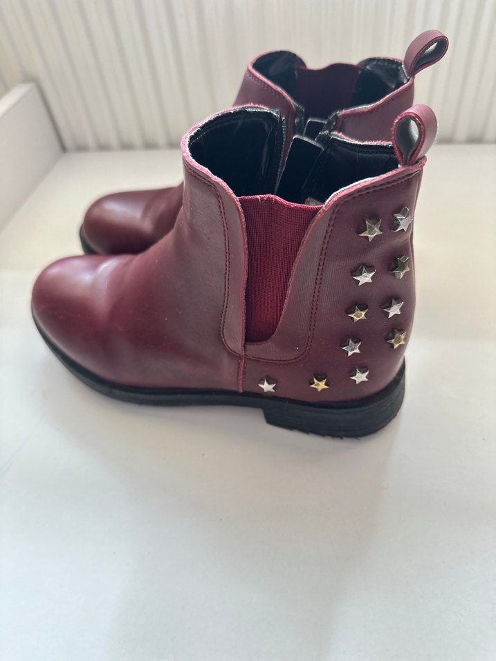 Bordo Deri Topuklu Kız Çocuk Bot - Görsel 2