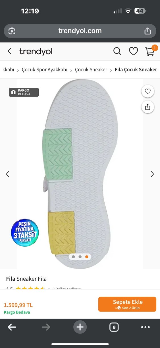 Fila Kız Çocuk Mor Sneaker Velcro Bağcıklı - Görsel 3