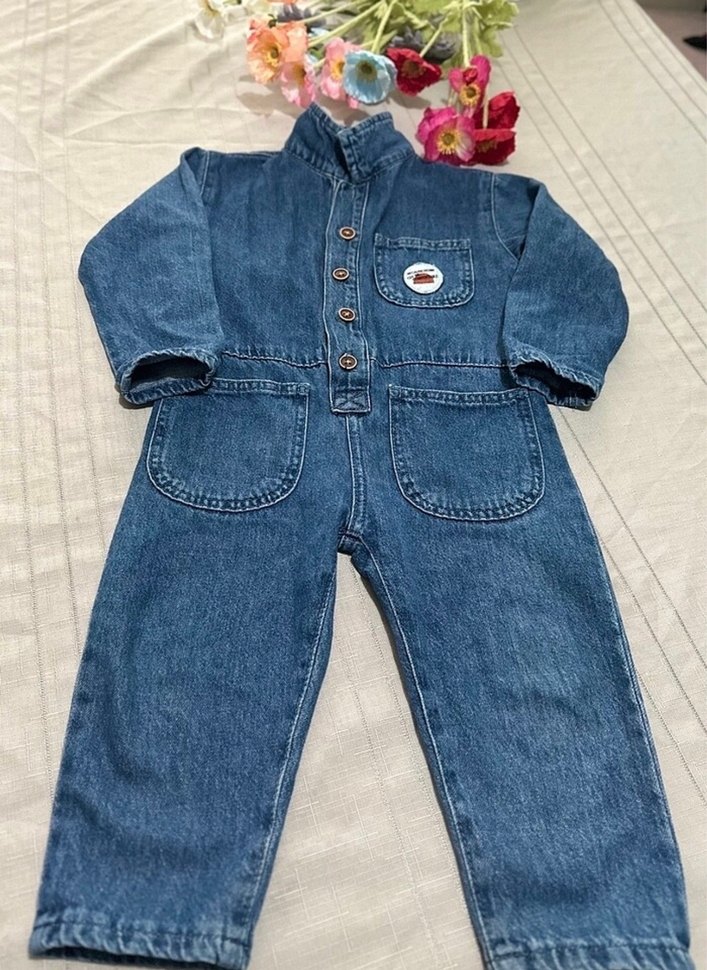 Zara model 
Düğmeli Koyu Mavi Erkek Kot Tulum - Görsel 3