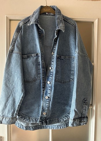 Düğmeli Mavi Denim Kadın Ceket - Görsel 3