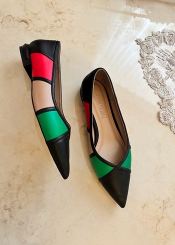 Kadın Çok Renkli Blok Topuklu Babet - Görsel 3