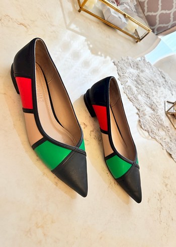 Kadın Çok Renkli Blok Topuklu Babet - Görsel 4