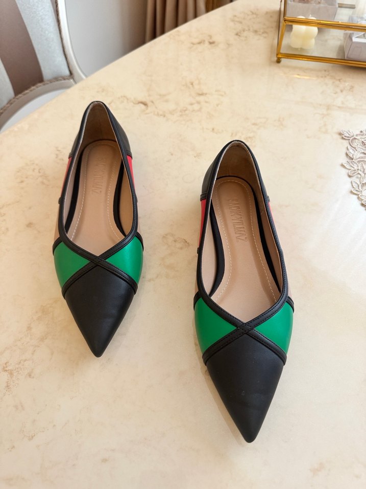 Kadın Çok Renkli Blok Topuklu Babet - Görsel 5