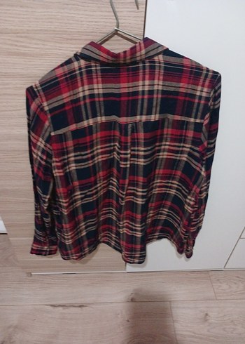 Kadın Kırmızı Kareli Uzun Kollu Gömlek - Görsel 4