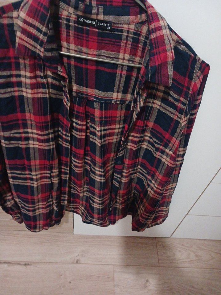 Kadın Kırmızı Kareli Uzun Kollu Gömlek - Görsel 5