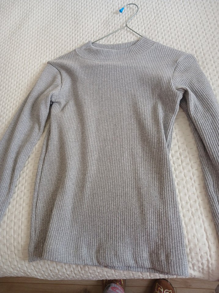 Gri Kadın Triko Bisiklet Yaka Kazak - Görsel 4