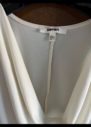 krem Drapeli V Yakalı Kolsuz Bluz - Görsel 2