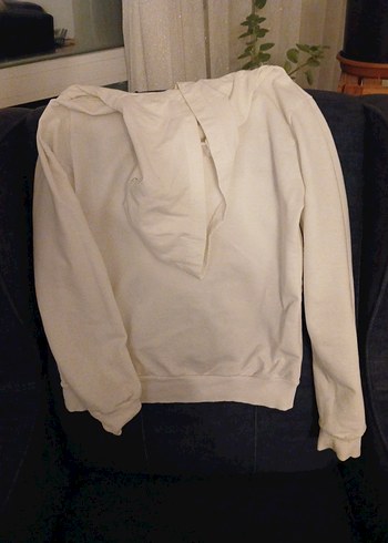 kız çocuk Beyaz Kapüşonlu  Sweatshirt - Görsel 5