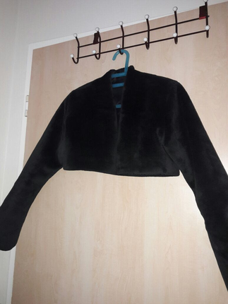Kadifemsi kısa tüylü şık bolero ceket