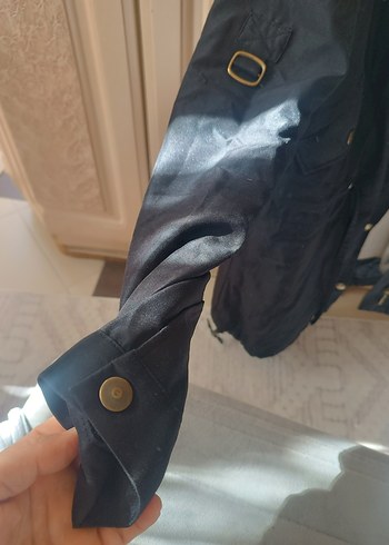 siyah Düğmeli Uzun Kollu Kadın mont - Görsel 2