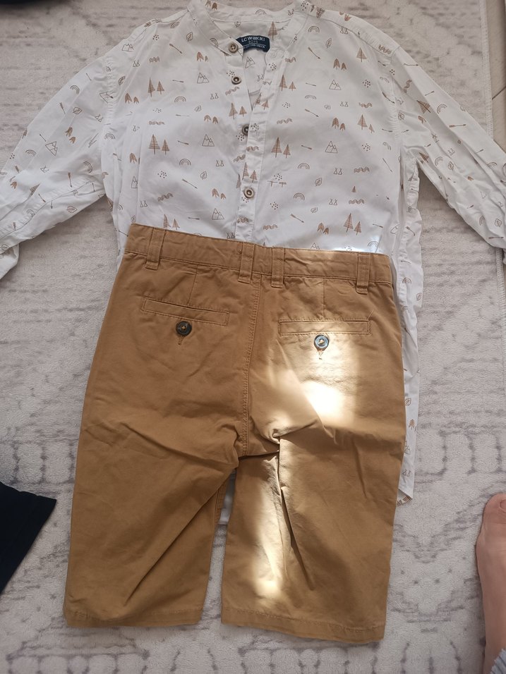 Bej Düğmeli Erkek erkek Kısa Kollu Takım - Görsel 5