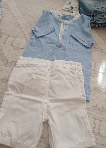 Düğmeli Beyaz Keten Erkek Çocuk Pantolonu ve t-shirt - Görsel 4
