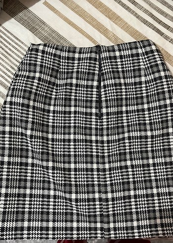 Kadın Gri Ekose Midi Etek - Görsel 2