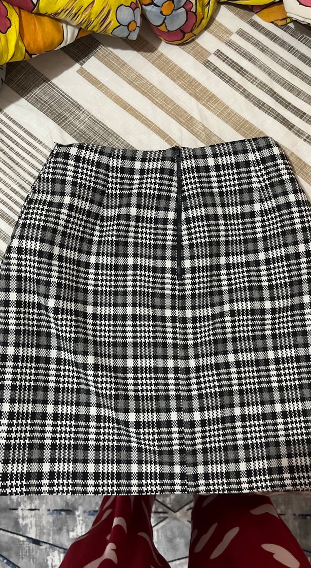 Kadın Gri Ekose Midi Etek - Görsel 2