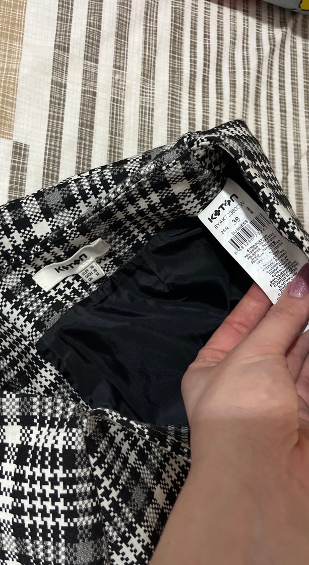 Kadın Gri Ekose Midi Etek - Görsel 3