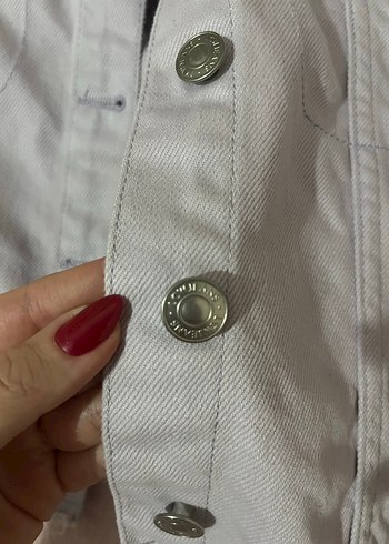 Mor Düğmeli Kadın Kot Ceket - Görsel 4