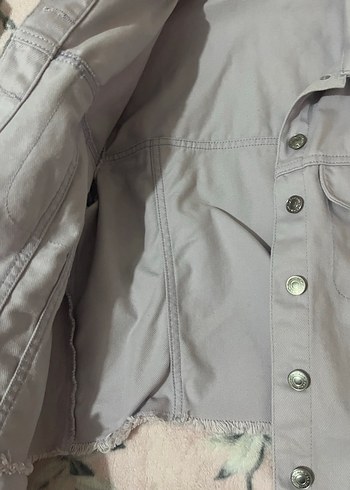 Mor Düğmeli Kadın Kot Ceket - Görsel 3