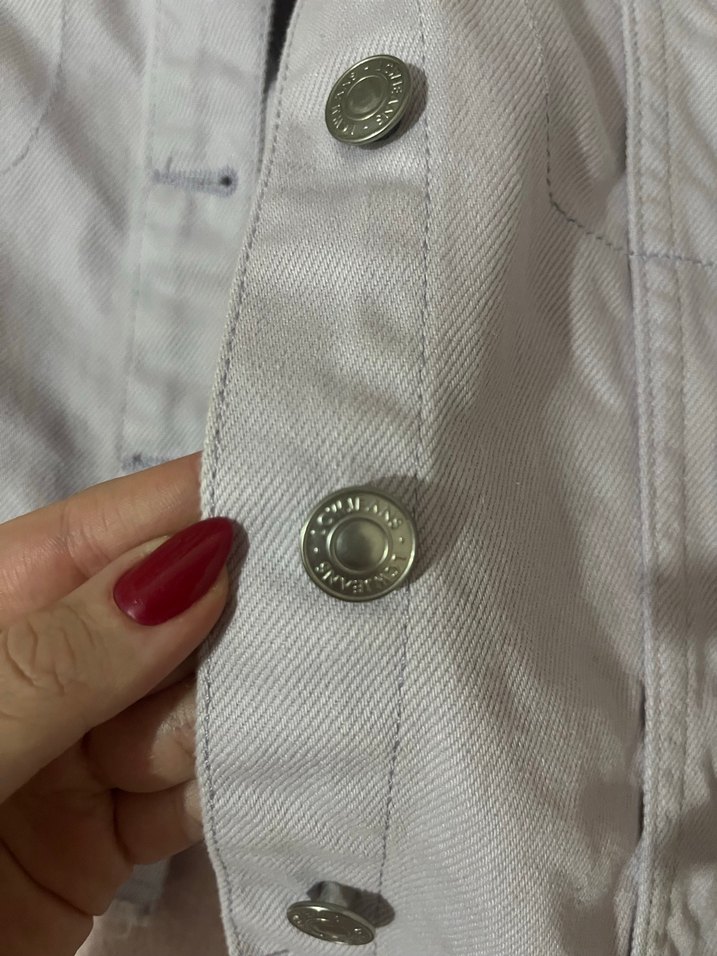 Mor Düğmeli Kadın Kot Ceket - Görsel 4