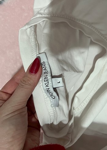 Beyaz Calvin Klein Baskılı Kadın Tişört - Görsel 3