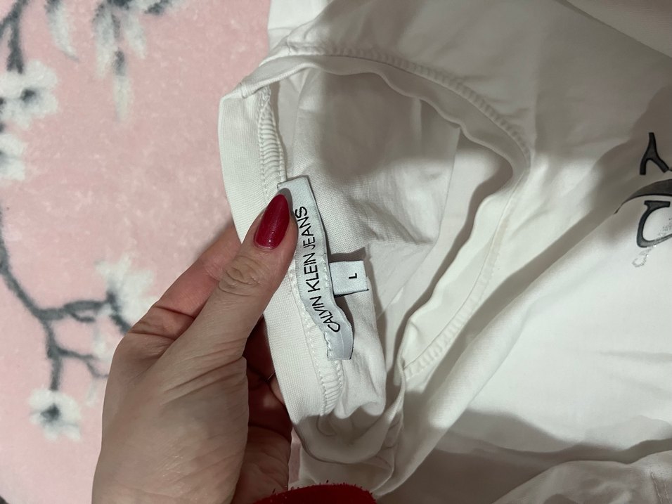 Beyaz Calvin Klein Baskılı Kadın Tişört - Görsel 3