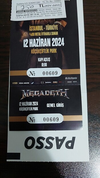 Megadeth genel giriş fiziksel bilet
