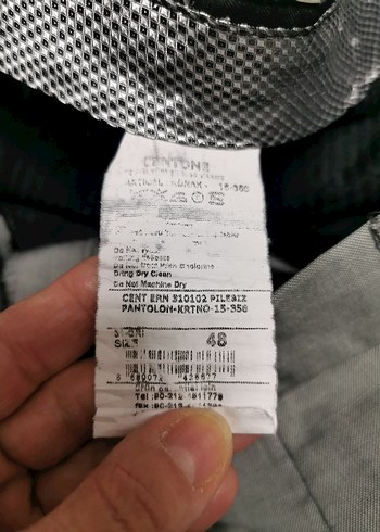 48 Beden Gri Kemerli Regular Fit Keten Erkek Pantolon - Görsel 8