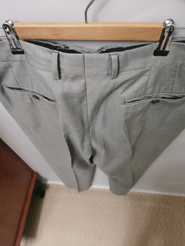 48 Beden Gri Kemerli Regular Fit Keten Erkek Pantolon - Görsel 5