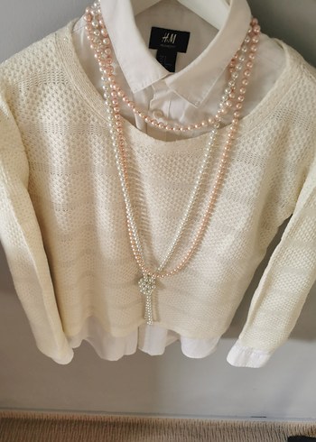 Beyaz Örgü Kadın Triko - Görsel 3