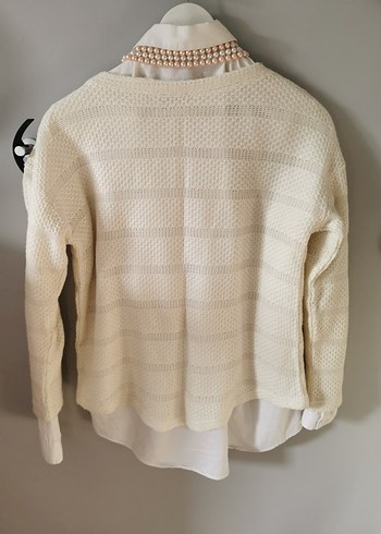 Beyaz Örgü Kadın Triko - Görsel 6