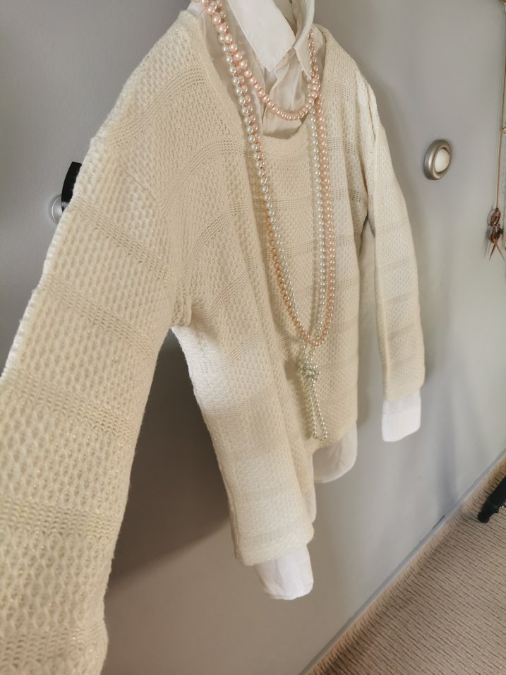 Beyaz Örgü Kadın Triko - Görsel 4