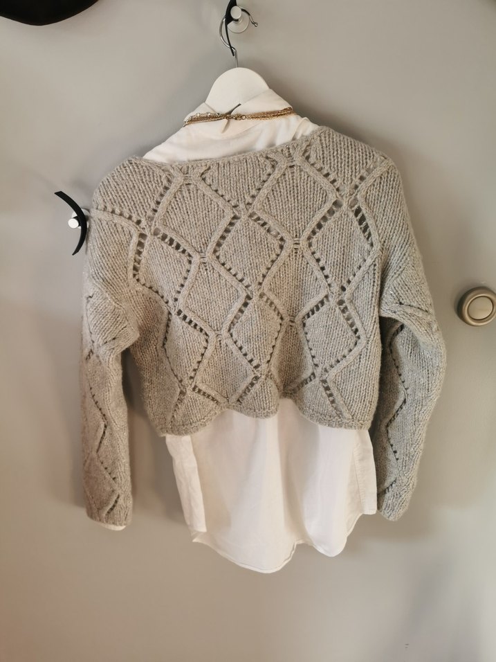 Bohem Tarz Gri Örgü Kadın Kazak - Görsel 4