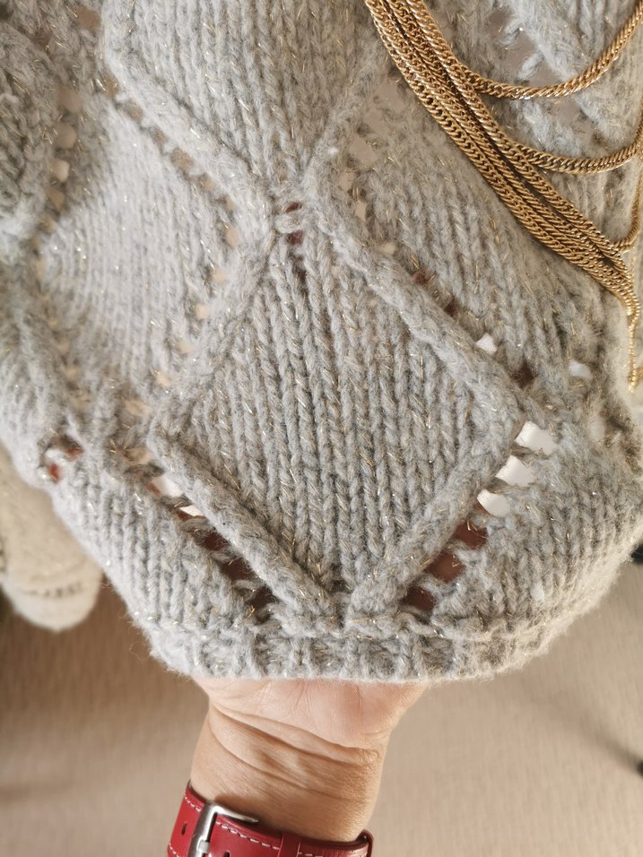 Bohem Tarz Gri Örgü Kadın Kazak - Görsel 3