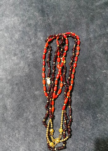 Orj Mercan Kolye Pirinç ve Çelik Detaylı - Görsel 2