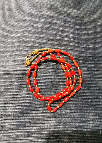 Orj Mercan Kolye Pirinç ve Çelik Detaylı - Görsel 4