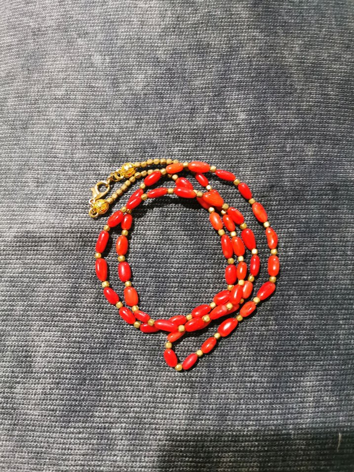 Orj Mercan Kolye Pirinç ve Çelik Detaylı - Görsel 4