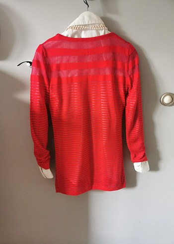 İnci Detaylı Kırmızı Çizgili Kadın Kazak - Görsel 3