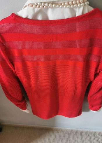 İnci Detaylı Kırmızı Çizgili Kadın Kazak - Görsel 4