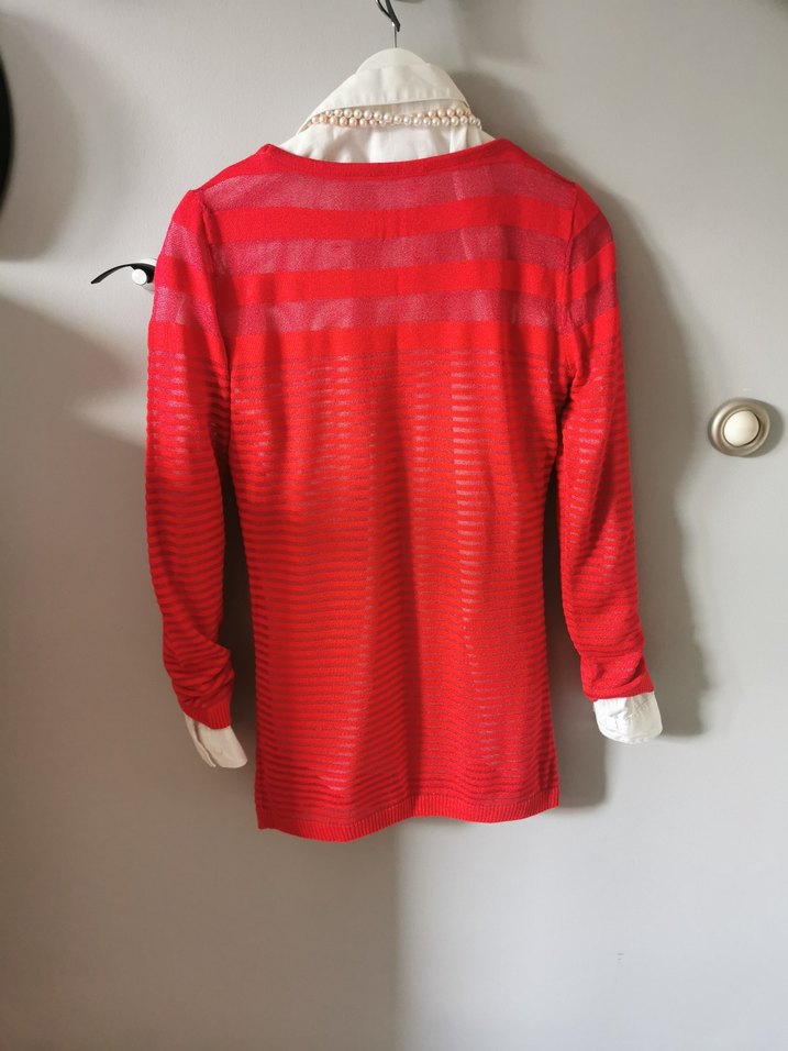 İnci Detaylı Kırmızı Çizgili Kadın Kazak - Görsel 3