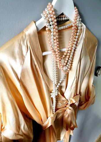 Bohem Tarzda Uzun Bej Kadın Bluz - Görsel 6