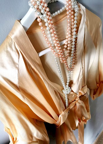 Bohem Tarzda Uzun Bej Kadın Bluz - Görsel 5